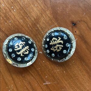 Elegant Black and Gold Stud Earrings